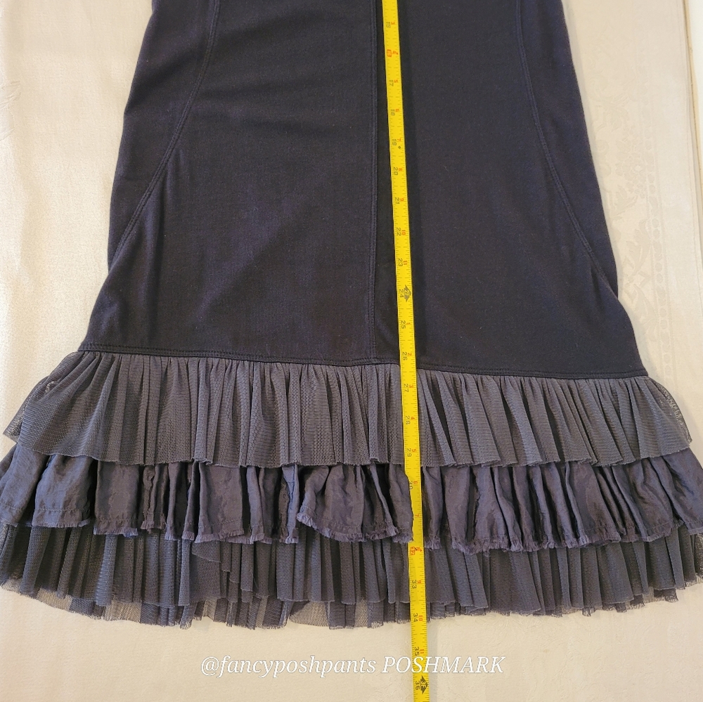FREE PEOPLE cotton tiered ruffle bodycon stretch party dress black racer back - Picture 4 of 16